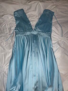 Abercrombie Light Blue Pleated Satin Deess